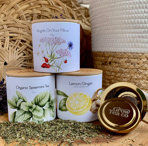 Holiday Tea Bundle - Three Canisters + Gold Tea Infuser - Grow Tea Company